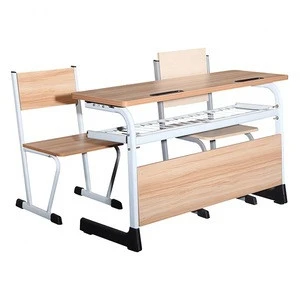School furniture High quality durable double school desk made of MDF classroom desk and chair