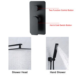 Shower Head Rain Ceramic Valve Core Concealed Set Wall Hung Bath Shower Faucets