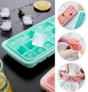 Silicone Ice Cube Trays with Lid - Easy Release Ice Cube Mold Containers - Silicone Ice Cube Maker for Cocktail Whiskey