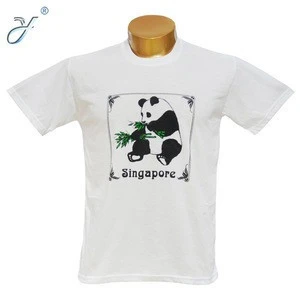 Singapore White Cotton T Shirt with Panada printing