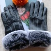 Skillful Manufacture Women&#x27;s Genuine Sheepskin Leather Gloves Soft Rabbit Fur Touch Screen Mittens Spring Winter Warm