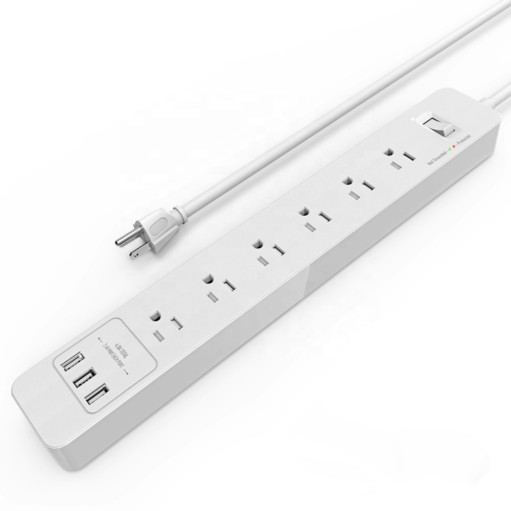 Sockets And Switches Wifi Smart US 6 Outlet Power Plug With USB