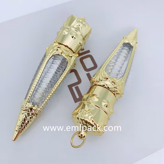 Import Eml LG2321 Unique Design Lipgloss Empty Tube Metallized Gold Laser Printing Liquid Lipstick Container 4.5ml Keychain Portale Cosmeitcs Packaging Lipgloss Tube from China