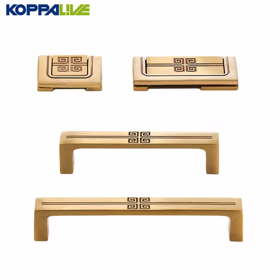 Koppalive New Chinese Style Modern Solid Brass Drawer Pulls Invisible Traditional Closet Cabinet Door Furniture Handles
