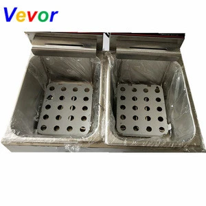 Stainless Steel 2-Tank 2 Basket Electric Chips Fryer