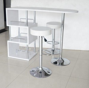 stainless steel chrome finishing Latest Design home wooden kitchen cocktail  bar table wine table  with Storage Shelves