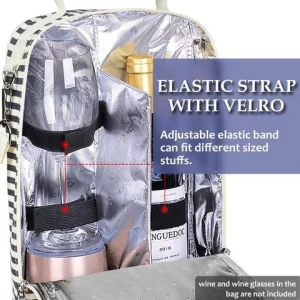 Stripe Insulated 2 Bottle Wine Tote Carryig Bag Glass Cooler Carrier for Travel Beach Park Wine Tasting