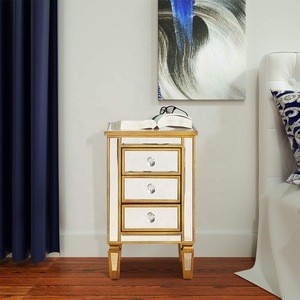 Stylish Mirrored bedside table cabinet simple 3 drawer chest nightstand