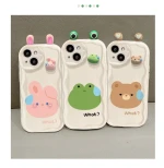 Suitable for iphone 15 promax13 14 cute 3D frog  bear rabbit animal Animation silicone case