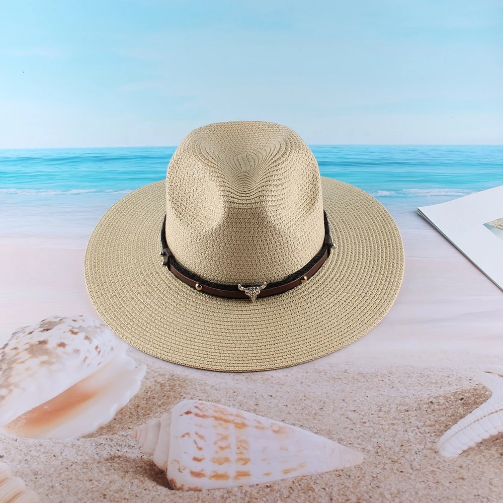Summer Custom High Quality ladies sun hat Sunshade Breathable Jazz Straw Fedora Panama Hat Top Hat