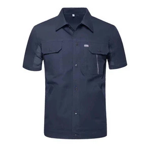 summer men custom work shirt with logo workshop auto mechanic mechanic workwear shirt uniform