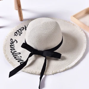 Summer Womens Fashion Beach Wide Brim Hats Custom Straw Hat