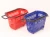Import Supermarket wholesale plastic wheel shopping basket with 2 handles from China