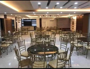 Supply cheap gold white metal wedding tiffanychairs for banquet event