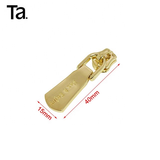 TANAI Fancy gold handbag hardware logo engraving zipper pull