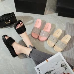 Thick-Soled Fashion Adult Sandals Women Flat-Heeled Flip Flops Shine Style Sandals And Slippers