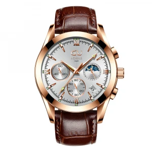 Top Brand Men Quartz Watch Waterproof  Watch Genuine Leather Fashion Sport Watch For Men Luxury
