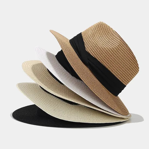 Top Fashion Trendy Summer Natural Straw Hat Custom Label Cheap Paper Straw Hats Beach Hats Women