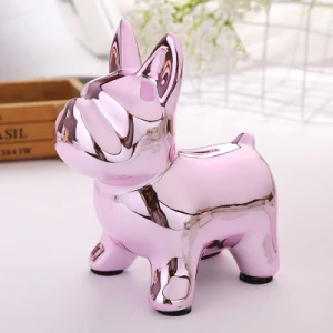 Top Selling Ceramic Electroplate colors Bolldog Piggy Bank Coin Money Box in stock