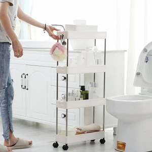 Trolley Rack With Wheel Multilayer Storage Trolley Cart Kitchen Organizer Bathroom Movable Household Stand Storage