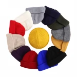 Unisex Hip Hop Knitted hat Beanie Warm Ribbed Winter Ski Fisherman Docker Hat Retro Brimless Fisherman Beanie Winter Hats