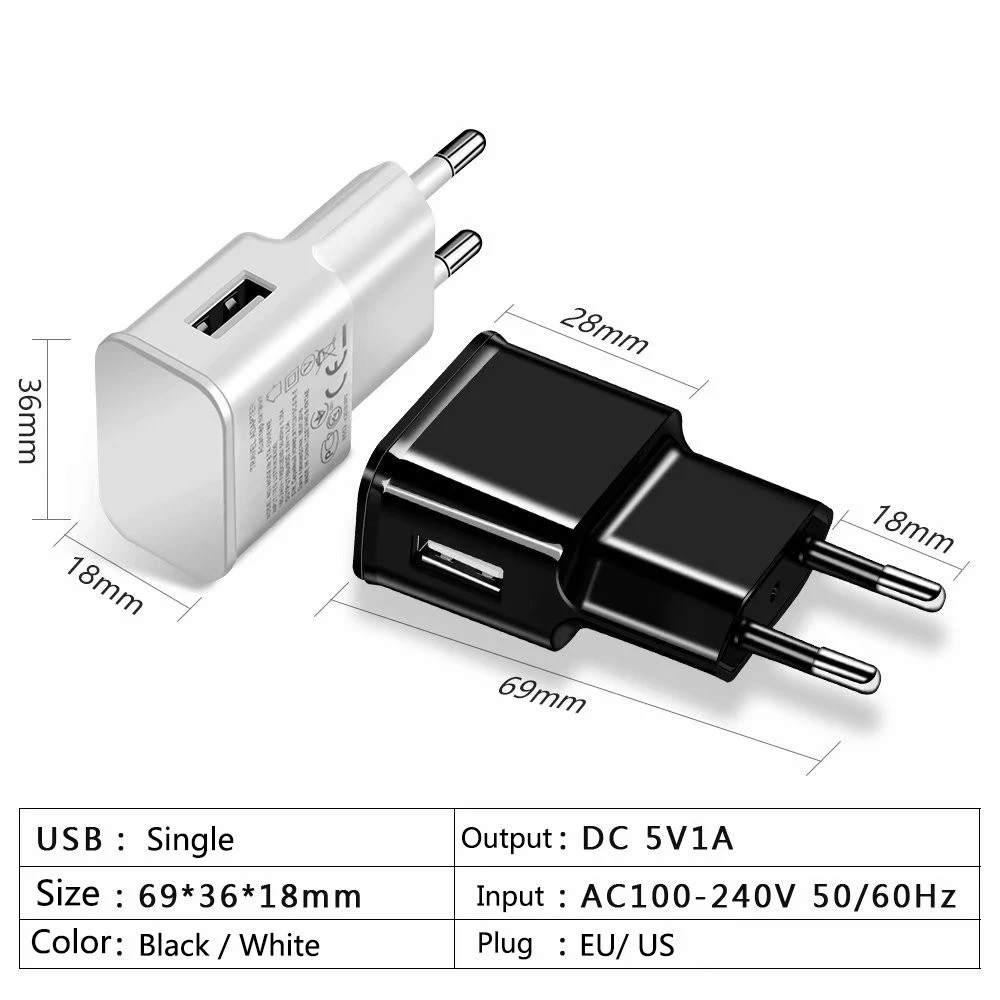 Universal 5V 1A EU/US Plug Power Adapter With USB Power Adapter Wall Charger Socket Plug