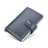 US UK hot sale online shopping RFID metal card case PU leather cover pop up credit card holder wallet with buckle