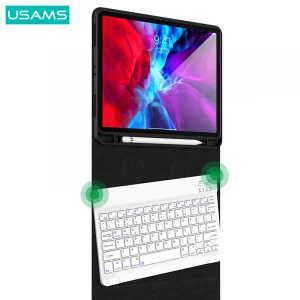 USAMS Mini Portable BT Wireless Keyboard Pencil Holder Tablet Cover Case for iPad Pro Air Mini 10.2 10.9