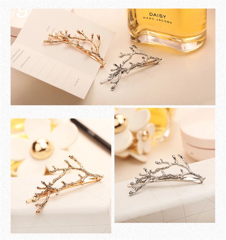 Vintage Gold Silver Hair Clips Metal Tree Branches Barrettes Hairpins Headwear Pins