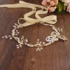 Vintage White Beads Bridal Tiara Ribbon Headband,Wholesale Gold Wedding Hair Accessories