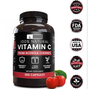 vitamin c capsule from Acerola Cherry  365 Capsules No Synthetic Ascorbic Acid 100% Pure & Non-GMO (535 mg Serving)