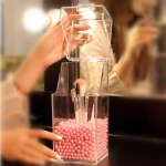 Waterproof Clear Crystal Plastic Nail Brush Cosmetic Organizer Holder,  Dustproof Acrylic Makeup Brush Holder with Lid