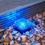 Waterproof LED Solar Underground Lamp Deck Path Brick Ice Cube Outdoor Lights
