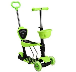 Wellshow Sport Multi-Use Kids Kick Scooter with Flashing Wheel, 4 Wheel Footed Baby Scooter Push Bike
