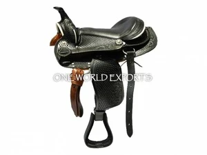Western Saddle Hand Tooled &amp; Hand carved with comfortable soft leather seat