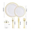 Wholesale 150 Pieces Gold Lace Plastic Disposable Dinnerware Set, Disposable Cutlery Set Plastic, Gold Plastic Dinnerware set