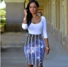 Wholesale 3D Digital Printing 3/4 Sleeve Slim Mini Club Dress For Ladies