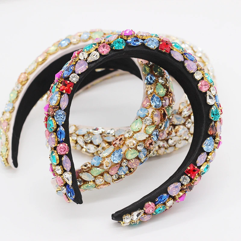 Wholesale  Baroque  Crystal  Hair Accessories Handmade Large bedazzled Headband Embellished Rhinestone Hairbands For Women