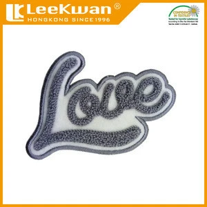 Wholesale custom design love me letters chenille embroidery patch applique for clothing