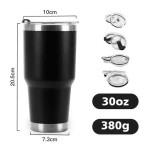 Wholesale Custom Logo 30 Oz Powder Coated Insulated Stainless Steel Coffee Tumbler Travel Mug Water Cup with Leak- Proof Lid