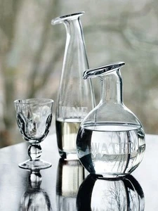 wholesale custom logo hand blown clear etched 350ml mini small glass water wine carafe