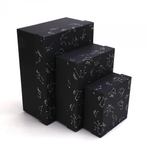 Wholesale customized constellation cardboard gift packaging hard black craft paper box