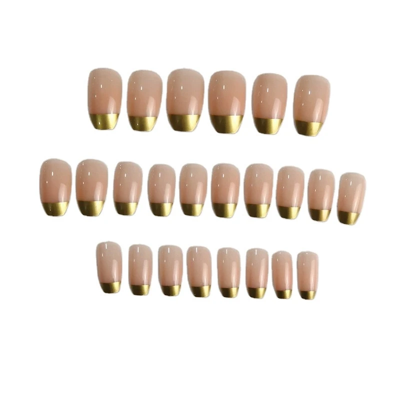 Wholesale False Nails Artificial Fingernails New Fashion pink golden long Nude Style Finger