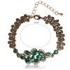 Wholesale Fashion Women Turkish Accessories Green Resin Hand Jewelry Antique Gold Vintage Men Cuff Bracelets