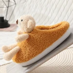 Wholesale Indoor Fluffy Slippers Women Plush Fur Slides Pink Blue Furry Kids Teddy Bear Slippers Plush