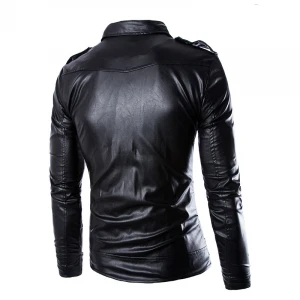 Wholesale motorcycle slim leather mens leather jacket jacket British fashion PU leather jacket