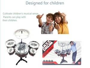 Wholesale musical instrument toy jazz drum set drum kit with high quality for kid