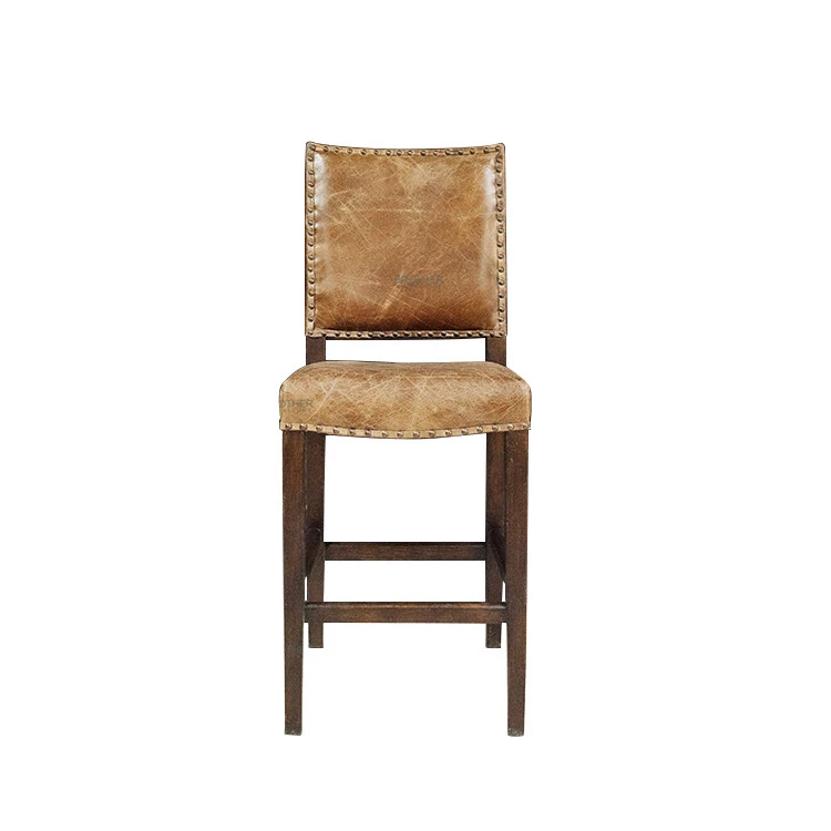 Wholesale Premium Products stool bar chair genuine leather bar chair With Oak Wood Legs