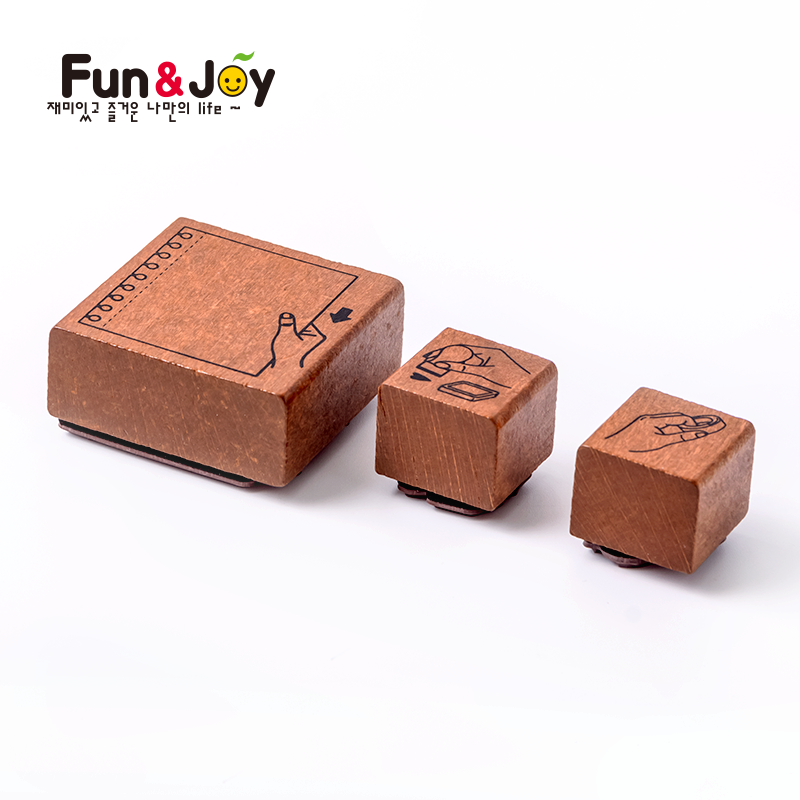 Wholesale rubber stamps Fun&amp;Joy Cheap Personalized Custom Made Decorative Assorted Kid DIY Art Toy Wooden Rubber Stamp Set