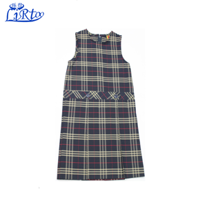 Wholesale school uniform girl&#39;s high neck pleated plaid jumper design skirt set dresses